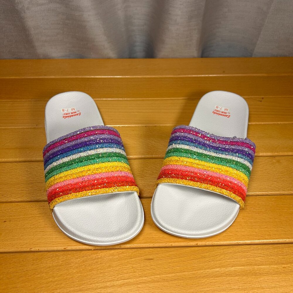 Muk Luks Essentials  Liberty Pool Slide Rainbow Sandals Women's size 7-8